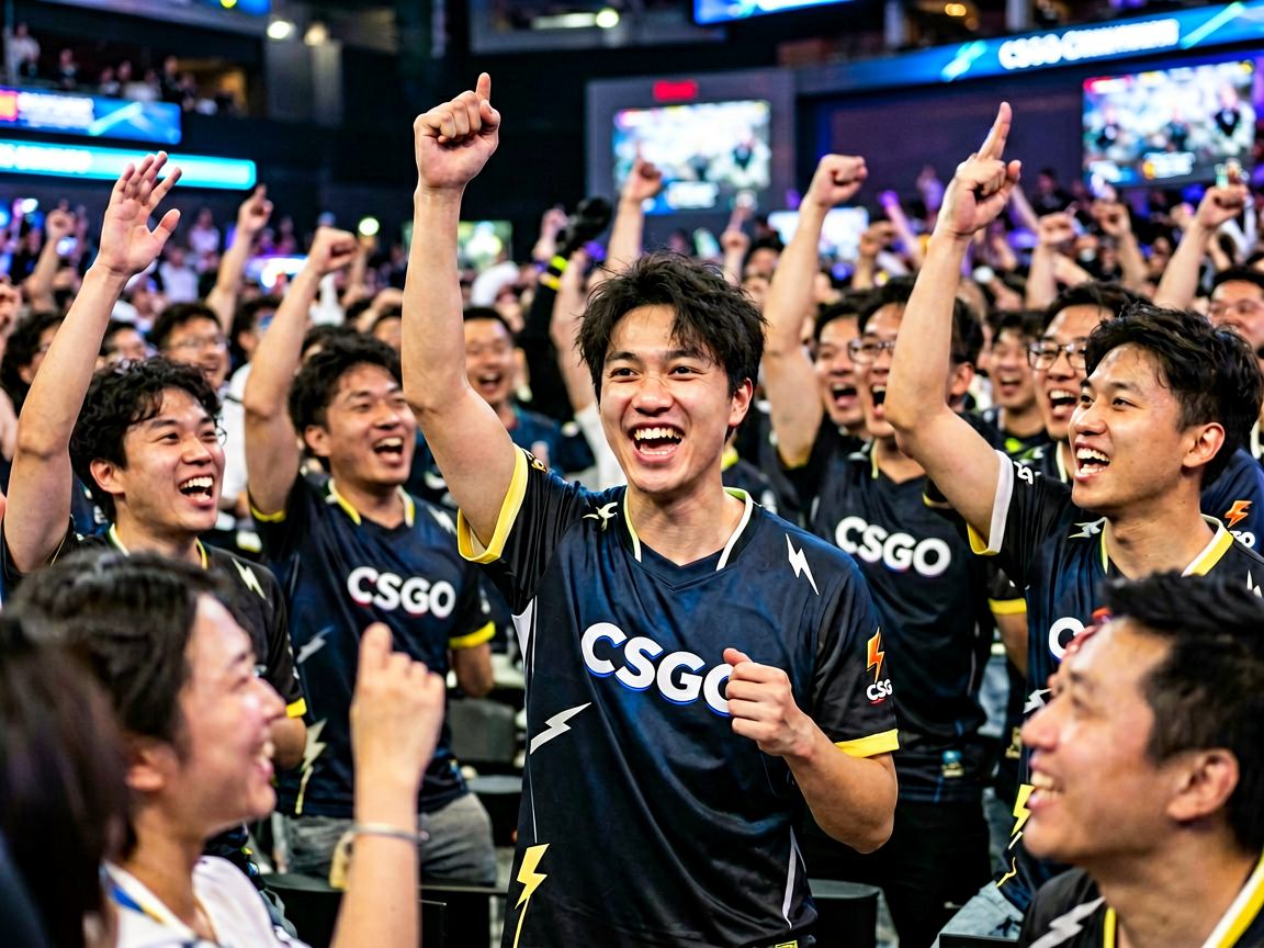 CSGO电竞赛事现场观众欢呼场景